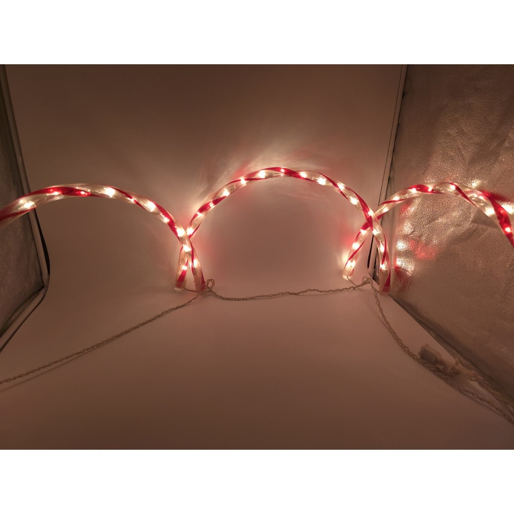 3 Lighted Candy Cane Arches Path Lights 20" X 11" Red and white